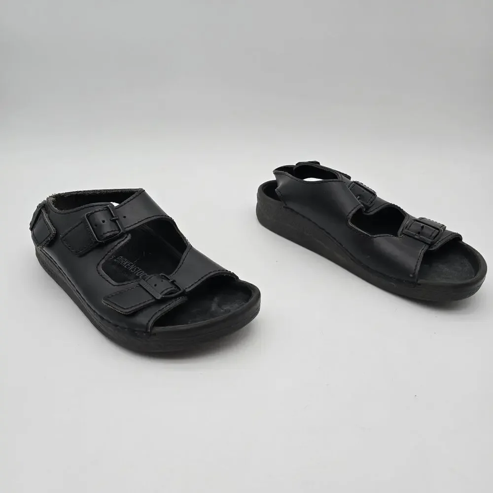Birkenstock Shoes Mens 12 45 Wide Black Milano Leather Sandals Open Toed Ankle